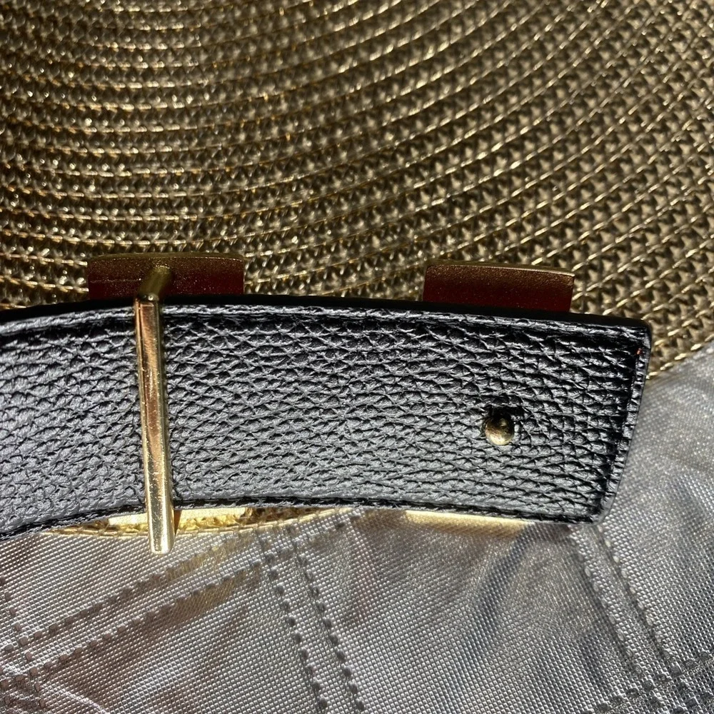 Designer Style H Buckle Reversible Brown Black Belt Gold Tone